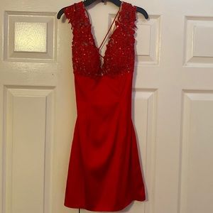Red Sherri Hill semi-formal dress, size 0
